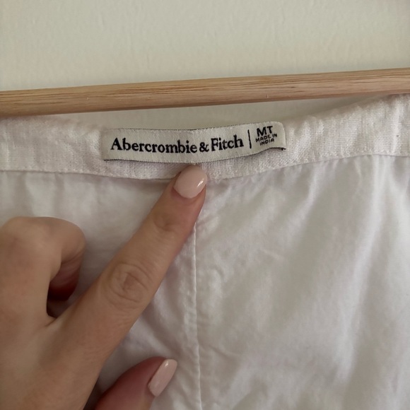 Abercrombie & Fitch Linen Blend Mini Shift Dress White Size M Tall - Picture 7 of 11